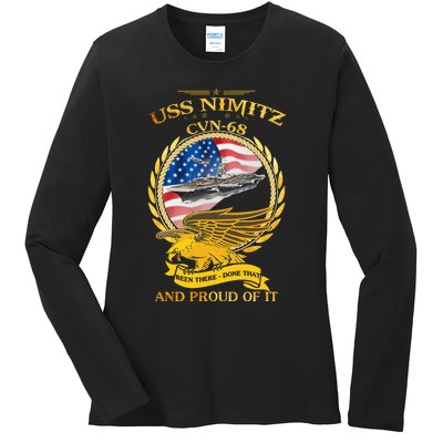 Uss Nimitz Cvn68 And Pound Off It Ladies Long Sleeve Shirt