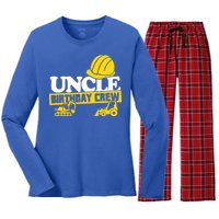 Uncle Birthday Crew Construction Party Women's Long Sleeve Flannel Pajama Set 