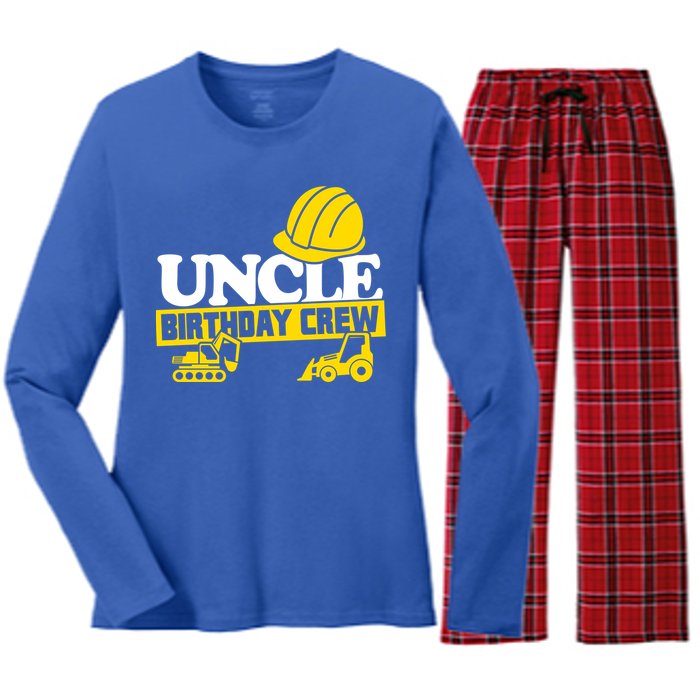 Uncle Birthday Crew Construction Party Women's Long Sleeve Flannel Pajama Set 