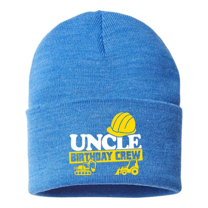 Uncle Birthday Crew Construction Party Sustainable Knit Beanie