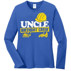 Uncle Birthday Crew Construction Party Ladies Long Sleeve Shirt