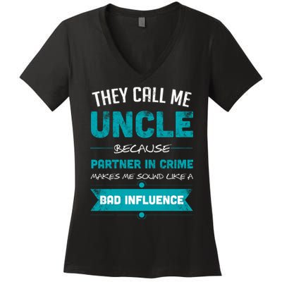 Uncle Partner In Crime Women's V-Neck T-Shirt