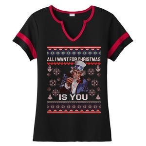 Uncle Sam All I Want for Christmas is You Ugly Ladies Halftime Notch Neck Tee