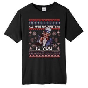 Uncle Sam All I Want for Christmas is You Ugly Tall Fusion ChromaSoft Performance T-Shirt