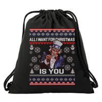 Uncle Sam All I Want for Christmas is You Ugly Drawstring Bag