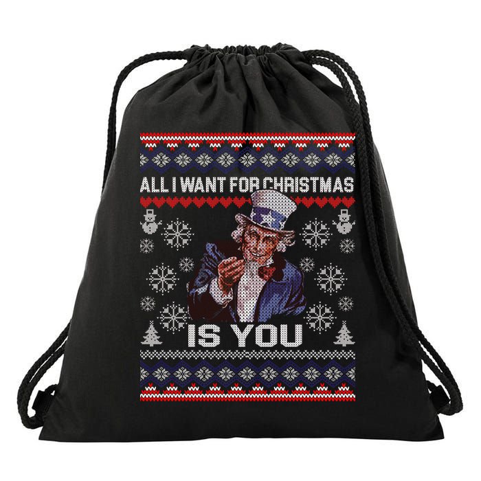 Uncle Sam All I Want for Christmas is You Ugly Drawstring Bag