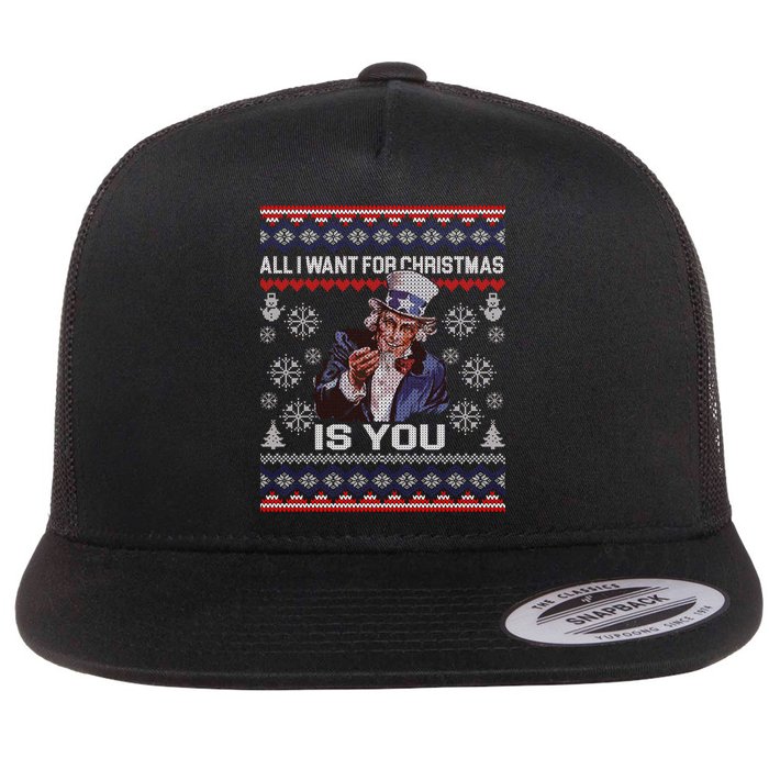 Uncle Sam All I Want for Christmas is You Ugly Flatbill Hat