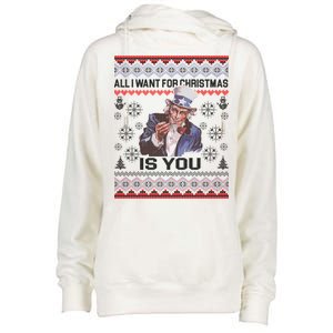 Uncle Sam All I Want for Christmas is You Ugly Womens Funnel Neck Pullover Hood