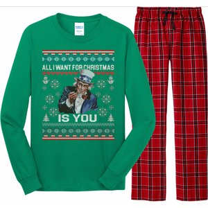 Uncle Sam All I Want for Christmas is You Ugly Long Sleeve Pajama Set