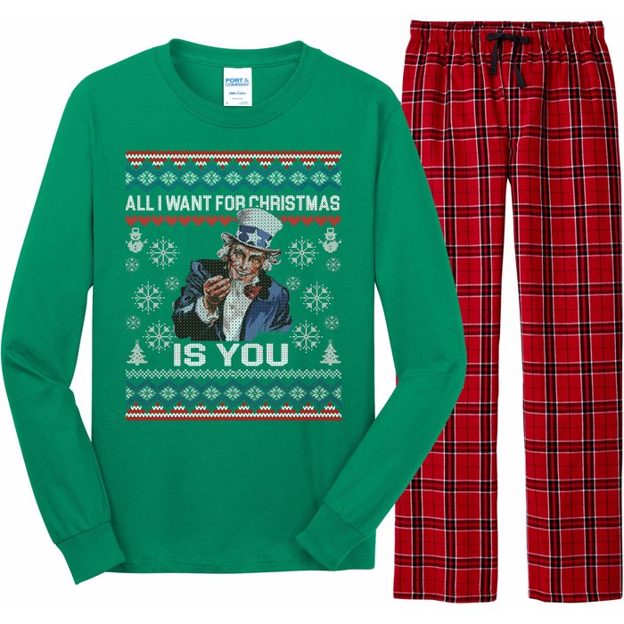 Uncle Sam All I Want for Christmas is You Ugly Long Sleeve Pajama Set