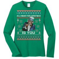 Uncle Sam All I Want for Christmas is You Ugly Ladies Long Sleeve Shirt