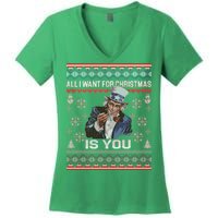 Uncle Sam All I Want for Christmas is You Ugly Women's V-Neck T-Shirt