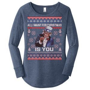 Uncle Sam All I Want for Christmas is You Ugly Women's Perfect Tri Tunic Long Sleeve Shirt