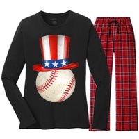 Uncle Sam Baseball Women's Long Sleeve Flannel Pajama Set 