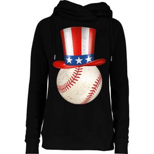 Uncle Sam Baseball Womens Funnel Neck Pullover Hood