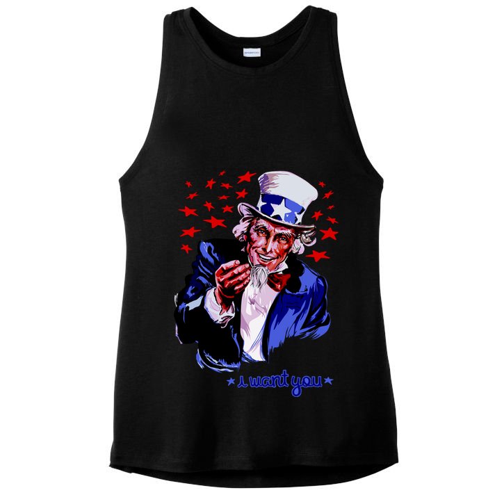 Uncle Sam I Want You Ladies PosiCharge Tri-Blend Wicking Tank