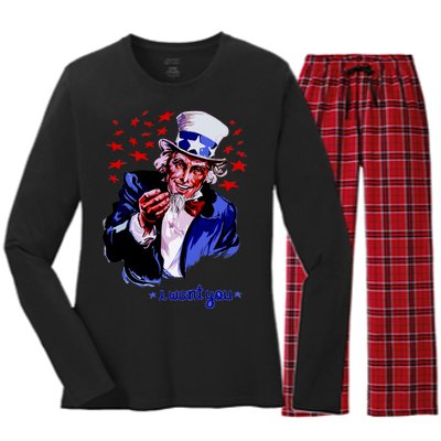 Uncle Sam I Want You Women's Long Sleeve Flannel Pajama Set 