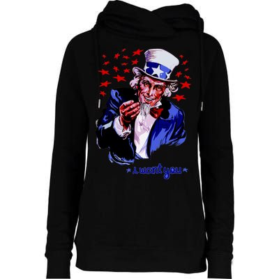 Uncle Sam I Want You Womens Funnel Neck Pullover Hood