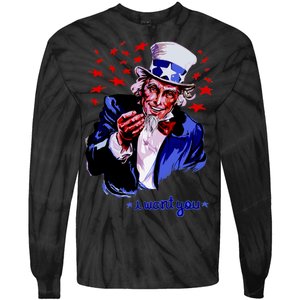 Uncle Sam I Want You Tie-Dye Long Sleeve Shirt