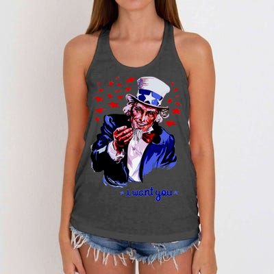 Uncle Sam I Want You Women's Knotted Racerback Tank