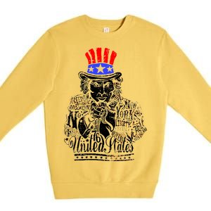 Uncle Sam I Want You 4th of July USA Mashup Premium Crewneck Sweatshirt