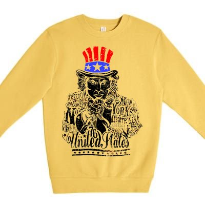 Uncle Sam I Want You 4th of July USA Mashup Premium Crewneck Sweatshirt