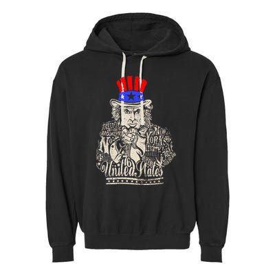 Uncle Sam I Want You 4th of July USA Mashup Garment-Dyed Fleece Hoodie