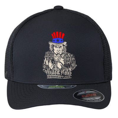 Uncle Sam I Want You 4th of July USA Mashup Flexfit Unipanel Trucker Cap