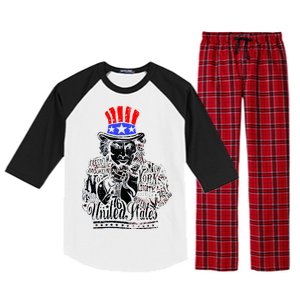 Uncle Sam I Want You 4th of July USA Mashup Raglan Sleeve Pajama Set