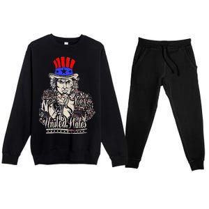 Uncle Sam I Want You 4th of July USA Mashup Premium Crewneck Sweatsuit Set