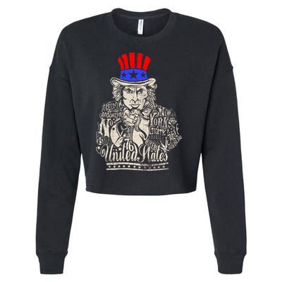 Uncle Sam I Want You 4th of July USA Mashup Cropped Pullover Crew