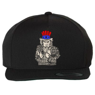 Uncle Sam I Want You 4th of July USA Mashup Wool Snapback Cap
