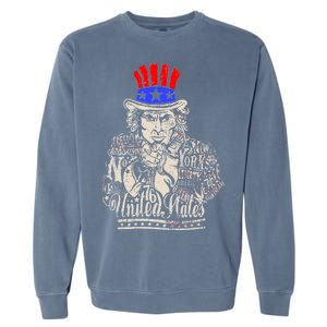 Uncle Sam I Want You 4th of July USA Mashup Garment-Dyed Sweatshirt