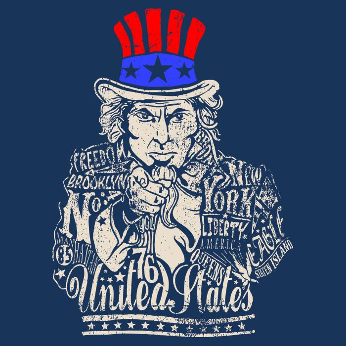 Uncle Sam I Want You 4th of July USA Mashup 7 Panel Mesh Trucker Snapback Hat