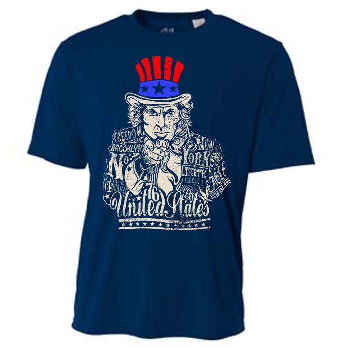 Uncle Sam I Want You 4th of July USA Mashup Cooling Performance Crew T-Shirt