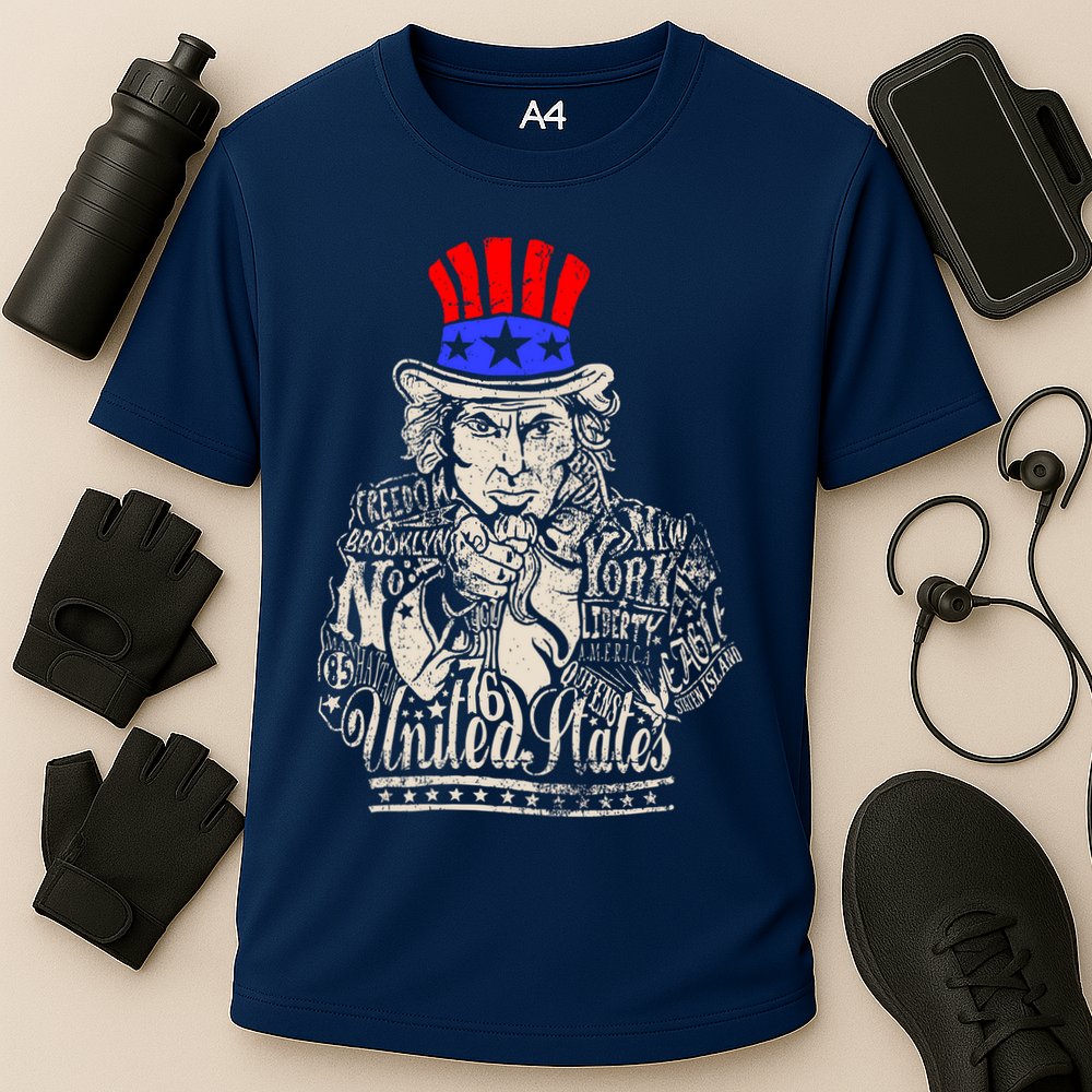 Uncle Sam I Want You 4th of July USA Mashup Cooling Performance Crew T-Shirt