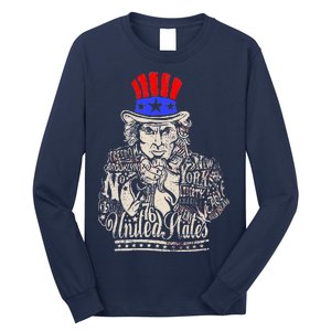 Uncle Sam I Want You 4th of July USA Mashup Long Sleeve Shirt