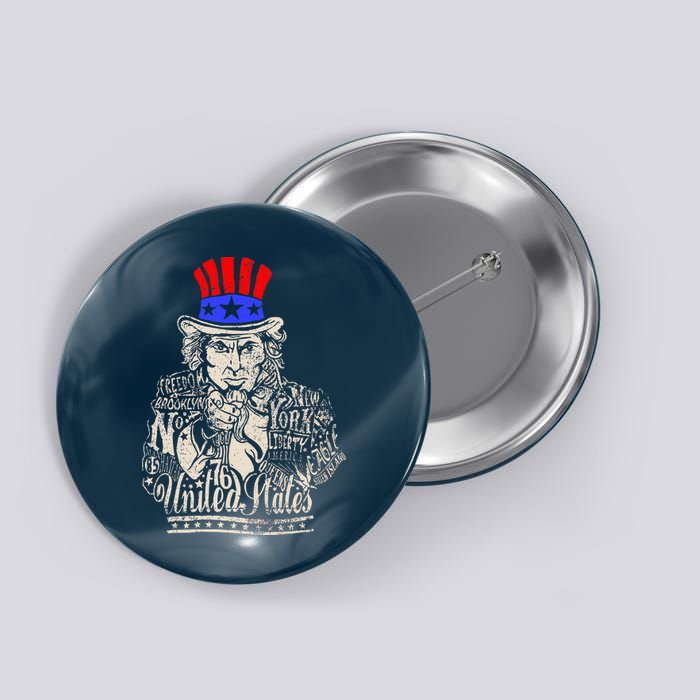 Uncle Sam I Want You 4th of July USA Mashup Button