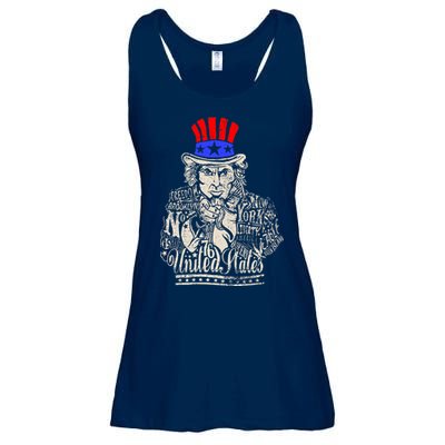 Uncle Sam I Want You 4th of July USA Mashup Ladies Essential Flowy Tank