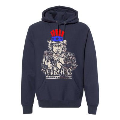 Uncle Sam I Want You 4th of July USA Mashup Premium Hoodie