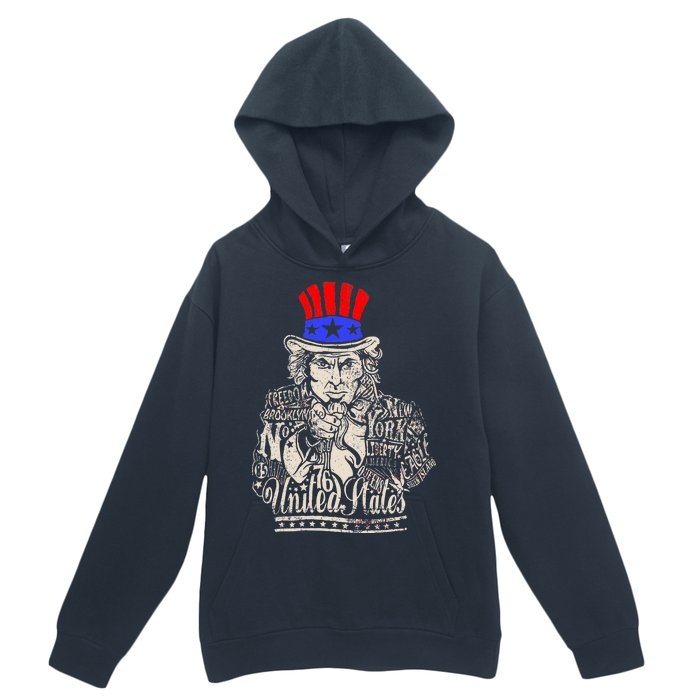 Uncle Sam I Want You 4th of July USA Mashup Urban Pullover Hoodie