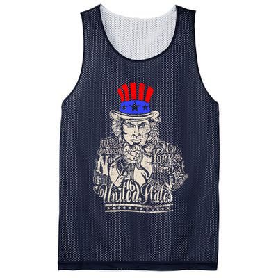 Uncle Sam I Want You 4th of July USA Mashup Mesh Reversible Basketball Jersey Tank
