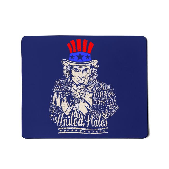 Uncle Sam I Want You 4th of July USA Mashup Mousepad