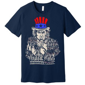 Uncle Sam I Want You 4th of July USA Mashup Premium T-Shirt