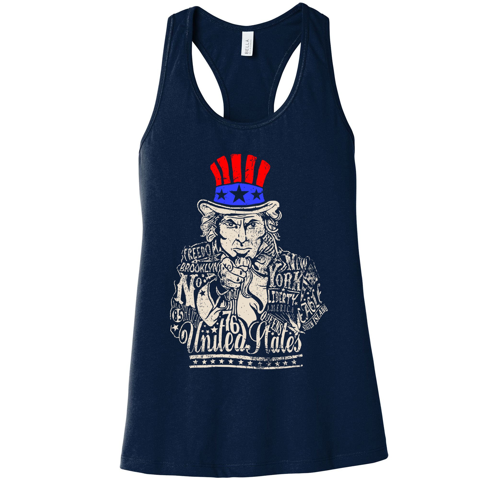 Uncle Sam I Want You 4th of July USA Mashup Womens Tank Top