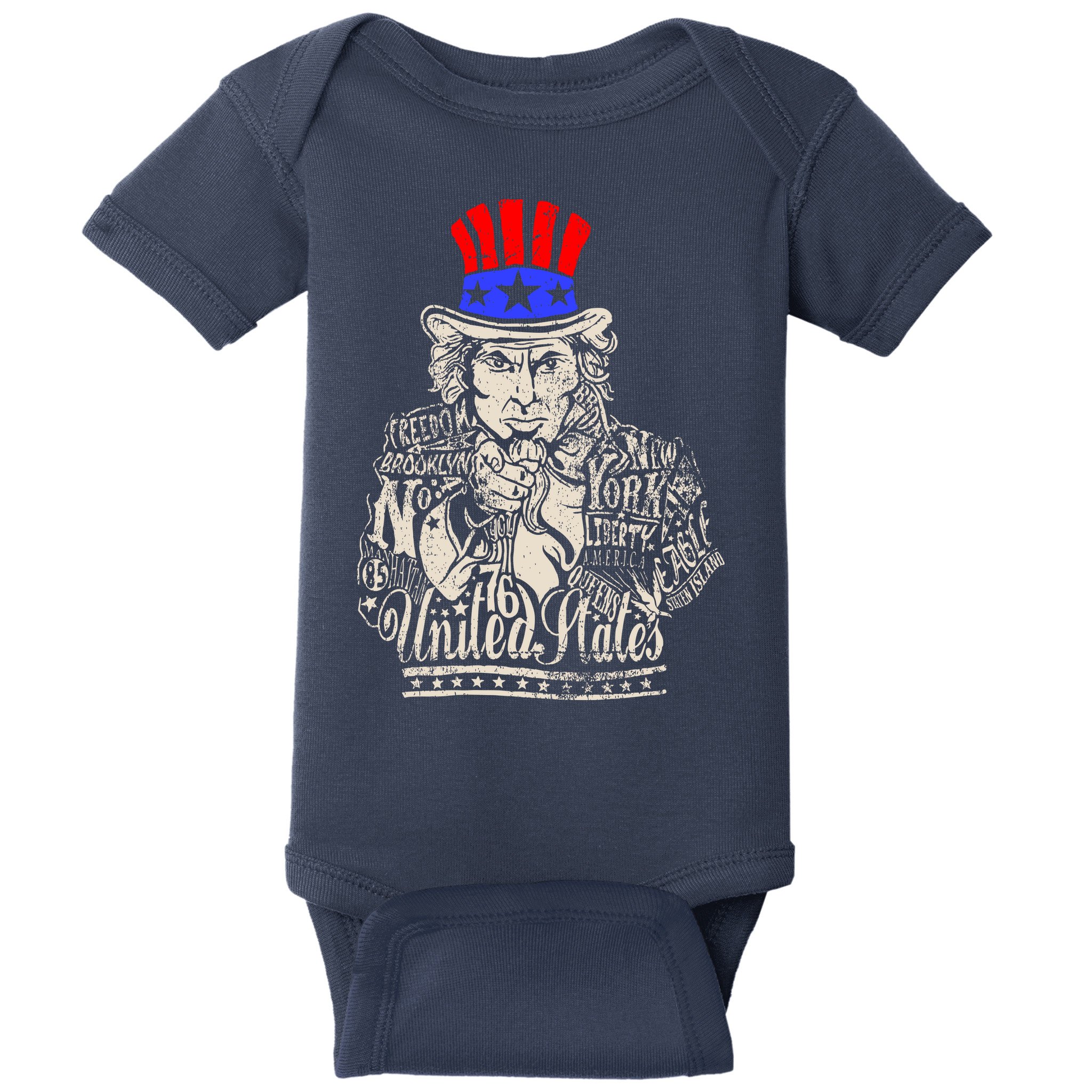 Uncle Sam I Want You 4th of July USA Mashup Baby Bodysuit
