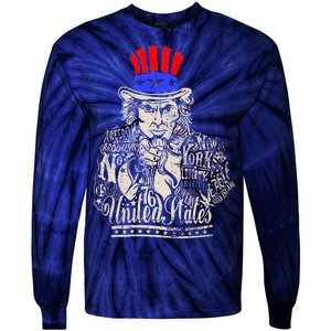 Uncle Sam I Want You 4th of July USA Mashup Tie-Dye Long Sleeve Shirt