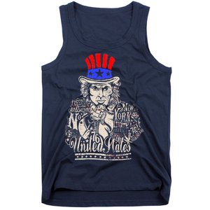 Uncle Sam I Want You 4th of July USA Mashup Tank Top