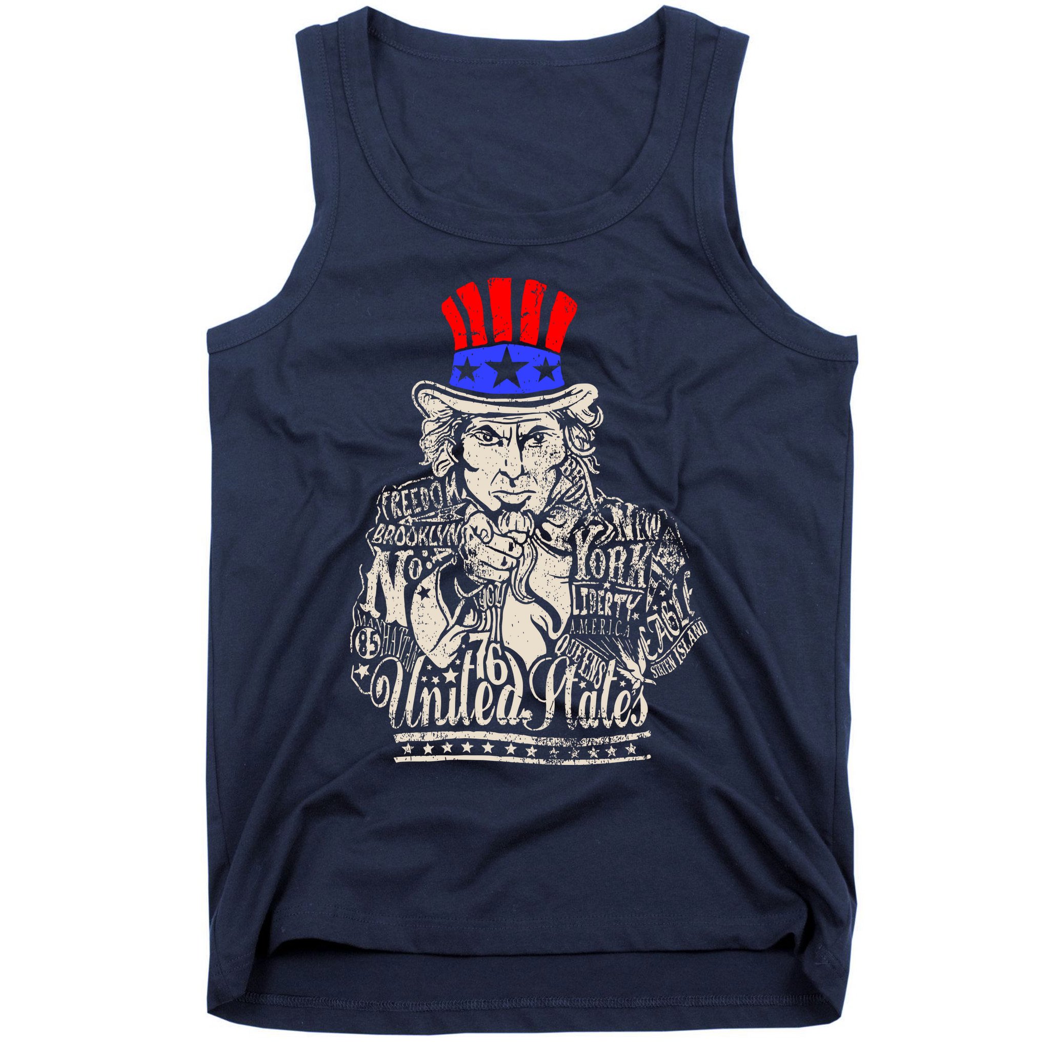 Uncle Sam I Want You 4th of July USA Mashup Tank Top