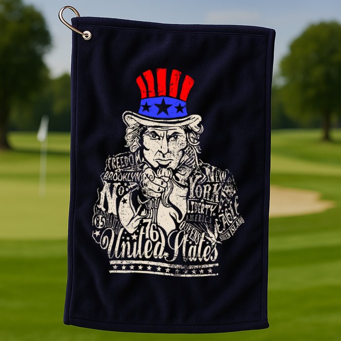 Uncle Sam I Want You 4th of July USA Mashup Golf Towel